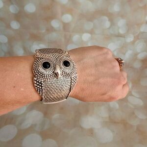 Silver Owl Cuff Bracelet